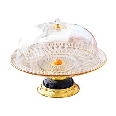 Imagem de SiaBiced Bolo Bolo Stand com capa estável Base Fruit Sobessert Storage Servando , Amarelo