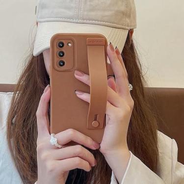 Imagem de Capa de silicone com suporte para pulseira S24ultra S 24 23 22 para Samsung Galaxy S24 S23 S22 S21 Plus Ultra, WD marrom, para Samsung S20 Plus