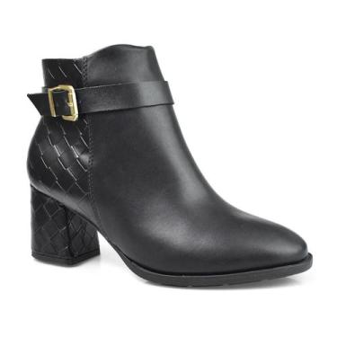 Imagem de Bota Modare Feminina Texturizada Fivela Zíper Lateral Preto, 35
