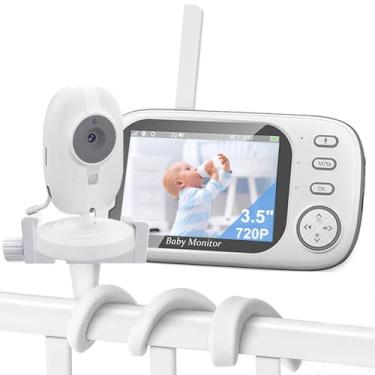 Imagem de 3.5" Babá Eletronica, HD 720P Bebê Câmera, Incluindo o suporte da câmara,Sem Wifi Sem App, Áudio Bidirecional, Monitoramento Temperatura,Visão Noturna, Zoom Digital, Detecção De Som