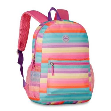 Imagem de Mochila Costas Arco-íris Listrada Listras Coloridas Escolar Juvenil Re