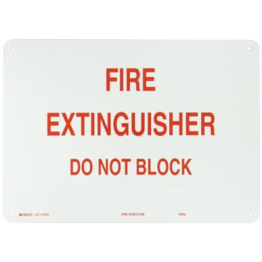 Imagem de Brady 25720 35,56 cm largura x 25,4 cm altura B-401 plástico, vermelho sobre branco placa de incêndio, legenda "extintor de incêndio não bloquear"