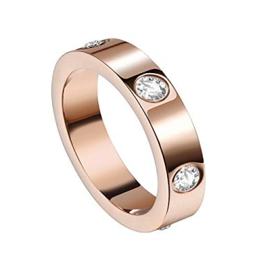 Imagem de Anéis de compromisso Love Friendship de prata banhada a ouro 18 K com zircônia cúbica de 6 mm de aço inoxidável aliança de casamento anéis de amor da moda para mulheres adolescentes meninas dia dos
