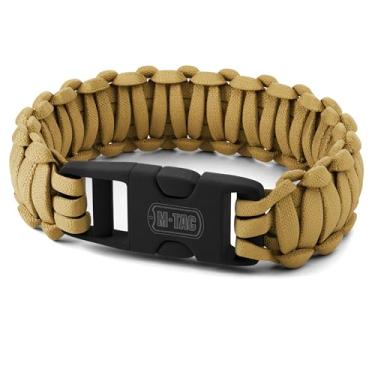 Imagem de M-Tac Pulseira Paracord – Pulseira tática de sobrevivência com fivela Fastex – cordão de 7 fios para caminhadas, acampamento, uso de emergência, Large, Nylon, Sem Pedra Preciosa