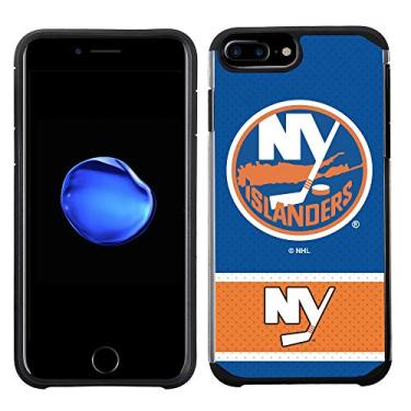 Imagem de Apple iPhone 8 Plus/iPhone 7 Plus/iPhone 6s Plus/iPhone 6 Plus - Capa traseira texturizada de jérsei azul licenciada pela NHL em TPU preto