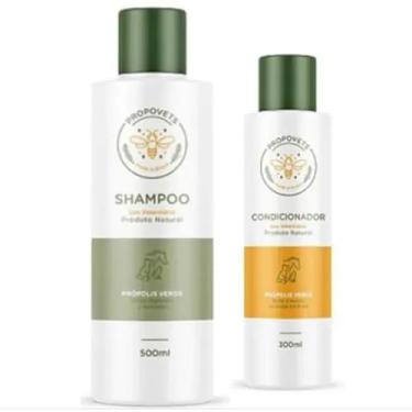Imagem de Shampoo e Condicionador Natural com Própolis Verde, PROPOVETS 500ml e 300ml, para Cães, Gatos e Equinos
