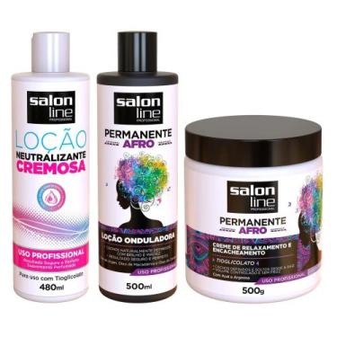 Imagem de Kit Permanente Afro Salon Line Tratamento Com Tioglicolato
