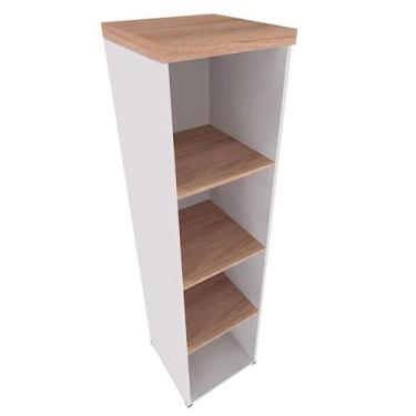 Imagem de Estante Natus Branca e Carvalho Mel - Bramov