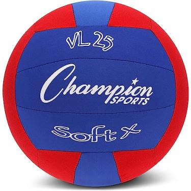 Imagem de Champion Sports Voleibol de tecido com capa anti-picada, interior - bolas de vôlei macias para iniciantes - vermelho/azul