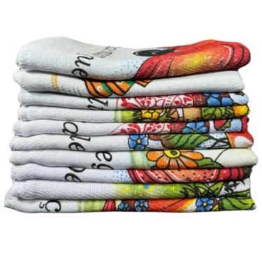 Imagem de Kit 10 Panos de Prato Estampado Gigante 75 x 45 cm Boa Absorção e Limpeza Facilitada com Acabamento em Costura 100% Algodão