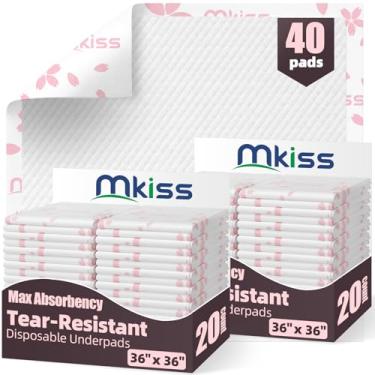 Imagem de MKISS Absorventes Para Incontinência De Alta Resistência, 36" X 36", 40 Unidades - Descartáveis Cama, Resistentes A Rasgos, Adultos, Crianças, Idosos E Cuidados Domiciliares