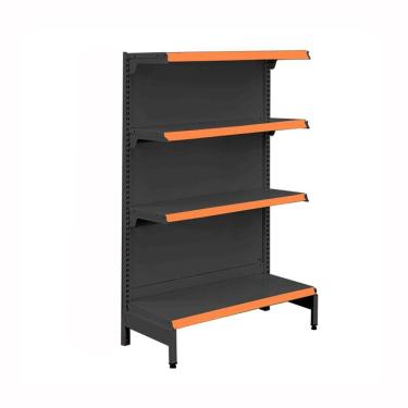 Imagem de Gôndola Prateleira Preta Para Supermercado 4 Níveis 40x30 New Plus 1,40 Ponta pe Laranja - sa Gôndolas