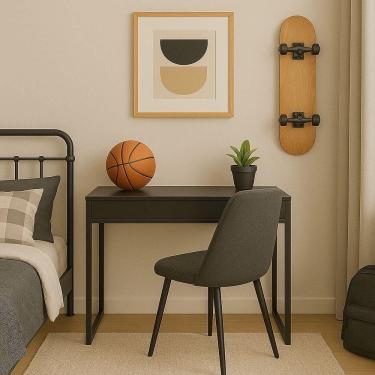 Imagem de Workstation Slim Preto Mesa Home Office Com Tampo Articulado Oculta Monitor