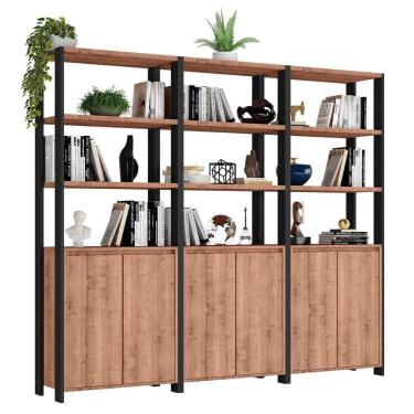 Imagem de Estante Livreiro 6 Portas Estilo Industrial Chess F04 Preto-solanum - Mpozenato
