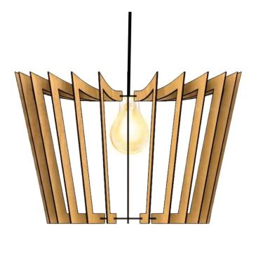 Imagem de Luminária Teto Tipo Pendente Coroa Mdf Completa - Cor:mdf Cru