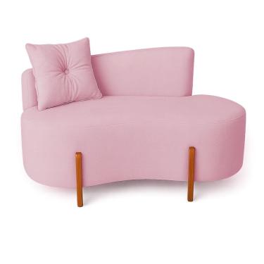 Imagem de Sofá Orgânico Divã Veludo Com Pés De Madeira 7 Decor Rosê