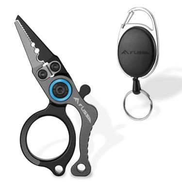 Imagem de FLISSA Mini alicate de pesca com retrator de pesca com mosca - cinza e preto
