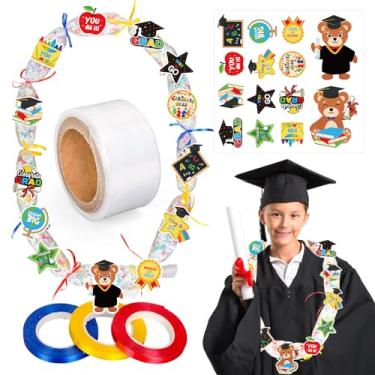 Imagem de FYSUIMU Kit de fabricação de doces de graduação para crianças, enchimento de guirlanda de doces, inclui adesivo de desenho animado de plástico Lei e fita para artesanato faça você mesmo no jardim de