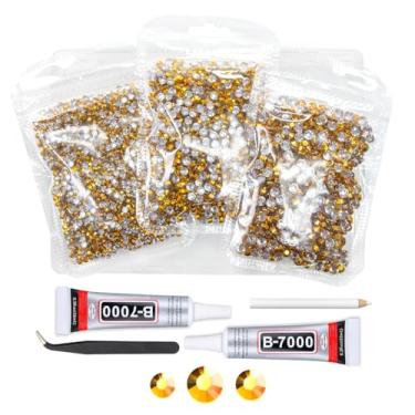 Imagem de qiipii Strass De Resina Dourada Brilhante Com Cola B7000 Para Artesanato Deslumbrante 3 Mm 4 5 Pedras Gelatina Douradas Fundo Plano Diamantes A Granel Cristais Gemas Unhas Rosto Olhos Maquiagem Copo