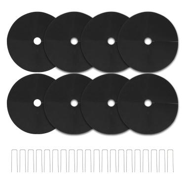 Imagem de KVMORZE Pacote com 8 anéis de cobertura de árvore de 82,3 cm não tecido, protetor de árvore degradável, base de barreira de ervas daninhas, tapete reutilizável de barreira de ervas daninhas para