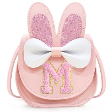 Imagem de Idefair Bolsa infantil para meninas, presente de aniversário para crianças de 3, 4, 5, 6, 7, 8, 9 e 10 anos, bolsa de ombro para crianças, rosa, Letter M, Bonito