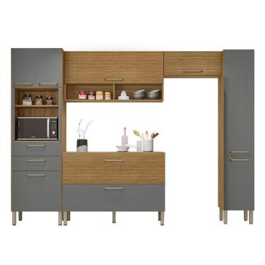 Imagem de Cozinha Modulada Ametista Composição 4 Freijó Gris Ripado - Kits Paraná