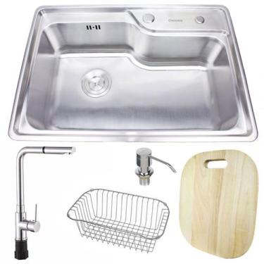 Imagem de Cuba Pia em Aço Inox 304 Pia 162X + Torneira monocomando Guimmis, Kit