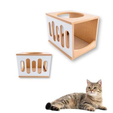 Imagem de Nicho Para Gato 1pç Montado Acompanha Kit Fixação Casa para Gato Wave 