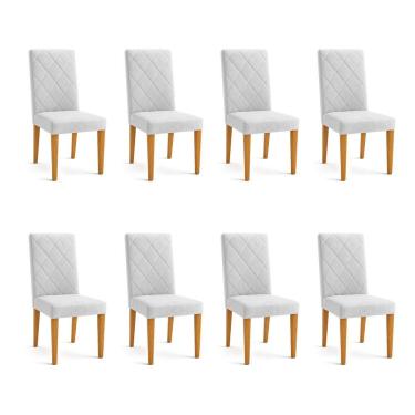 Imagem de Kit 08 Cadeiras de Jantar Estofada Siena Veludo Pés Trapézio Castanho - Pallazio