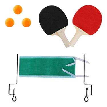Imagem de Kit 2 Raquetes De Ping Pong Tênis De Mesa 3 Bolinhas E Rede