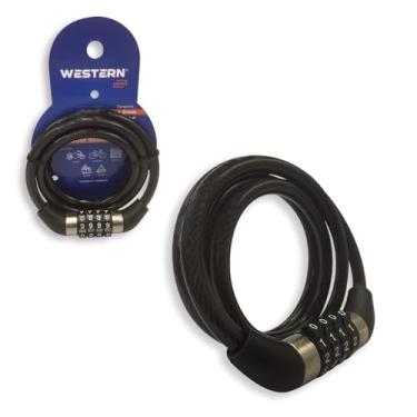 Imagem de Western Cadeado Antifurto com Senha, 1 Metro de Comprimento, 4 Dígitos, Preto