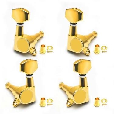 Imagem de SAPHUE 4 peças de pinos de afinação quadrados de ukulele 2R2L para acessórios de ukulele de 4 cordas com parafusos de montagem (dourado)