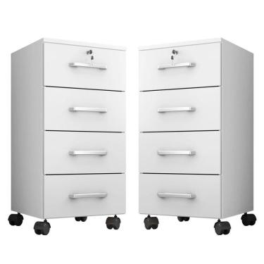 Imagem de Kit Gaveteiro para Escritório com Chave e Rodízios 4 Gavetas Gávea