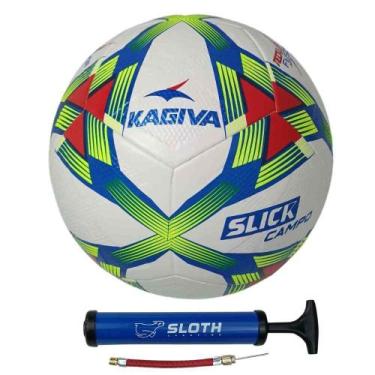 Imagem de Bola de Futebol de Campo Kagiva Slick Oficial + bomba de ar, Branco