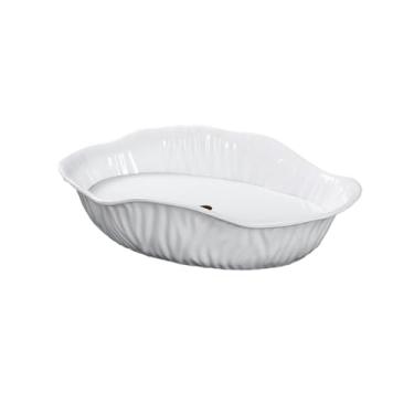 Imagem de Esmalte irregular estilo nórdico cor simples e delicada imitação de porcelana placa de gelo seco - placa sashimi de 49,8 cm [branco]