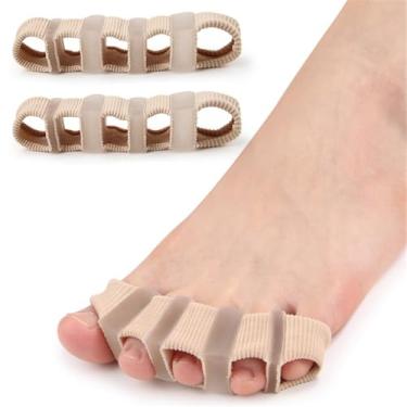 Imagem de Separadores de dedo, espaçadores de dedo do pé, corretor de joanetes, alisadores de dedo de martelo, espalhadores de dedo de gel, mangas acolchoadas para alinhamento dos dedos, dedos sobrepostos