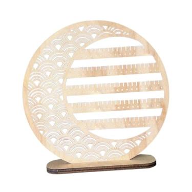 Imagem de UGPLM Organizador de brincos feminino, presente, 5 camadas, madeira, grande capacidade, redondo, design rústico, porta-brincos, organizador de joias para, Cor de Madeira Clara