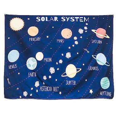 Imagem de Tapeçaria educacional do sistema solar – Faixa para pendurar na parede do espaço sideral para crianças – Tabela de planetas e astronomia para quarto, sala de aula ou sala de jogos – 152,4 cm x 106,7