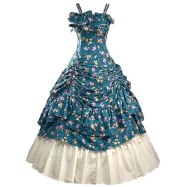 Imagem de Meiaoxiu Vestido vitoriano sem mangas para mulheres, vestido de baile da Guerra Civil com tema de Halloween, fantasia de baile de máscaras, 3GG, verde 1