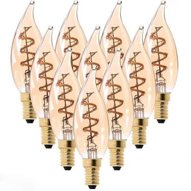 Imagem de Lâmpada Led Regulável Retro Cdle Filamento Espiral Lâmpadas E14 / 220v Edison 3w Lâmpada Vintage De Vidro Para Lâmpada Regulável Doméstica, 10pcs