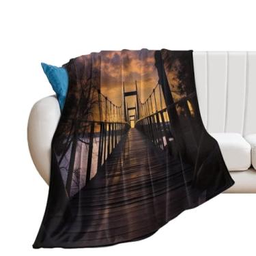 Imagem de Cobertor de cama macio e aconchegante cobertor de flanela para ponte ao anoitecer 127 x 152 cm cobertor respirável para sofá cobertores leves cobertor antiestático para sofá acampamento
