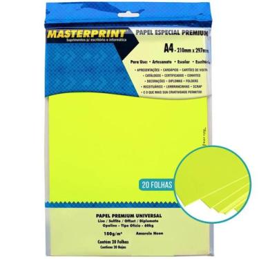 Imagem de Papel amarelo neon 180g a4 20 fls - Masterprint