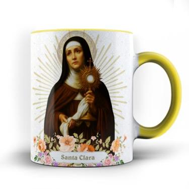 Imagem de Caneca xicara Fé Católica Santa Clara com Oração 25 (Preta)