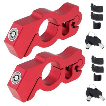 Imagem de Windance 2 unidades de motocicleta resistente antifurto guidão acelerador trava de segurança trava de freio frontal trava de alavanca em bicicleta suja ciclomotor scooter ATV (vermelho)