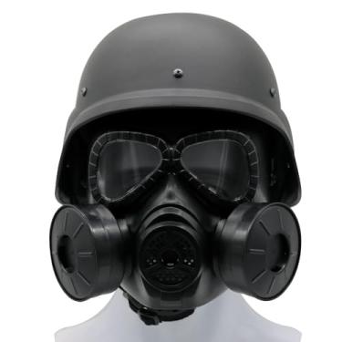 Imagem de Máscara de gás Airsoft M88 capacete tático caveira jogo máscara para BB Gun cosplay fantasia Halloween baile de máscaras (MM04-Preto)