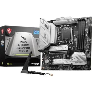 Imagem de MSI Placa-mãe para jogos MAG B760M Mortar WiFi II (suporta processadores Intel de 12ª/13ª/14ª geração, LGA 1700, DDR5, PCIe 5.0, M.2, LAN de 2,5 Gbps, USB 3.2 Gen2, HDMI/DP, Wi-Fi 6E, Bluetooth 5.3,