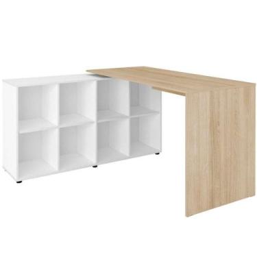 Imagem de Escrivaninha De Canto Em L 8 Nichos - Casa Chick Carvalho-branco - ART