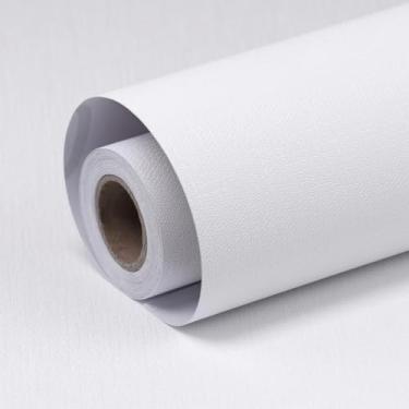 Imagem de Amiya Papel de parede branco de cor sólida texturizado papel de contato branco puro papel de parede autoadesivo fosco removível papel de parede decorativo decalque de parede rolo de vinil 40 cm × 300