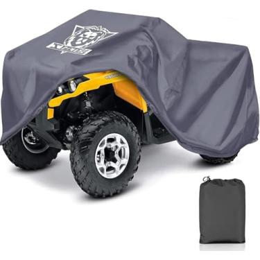 Imagem de XYZCTEM Capa premium para quadriciclos, tecido Oxford 420D, proteção contra água, UV, vento. Capa Quad para Can-am, Suzuki, Kawasaki, Honda, Yamaha, Polaris, e mais. 4 acessórios para rodas (cinza, 208 cm)