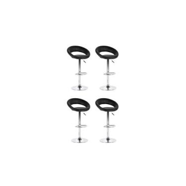 Imagem de Kit 4 Banquetas Estofadas Lux com Regulagem a Gás Preto - Facthus, Pre